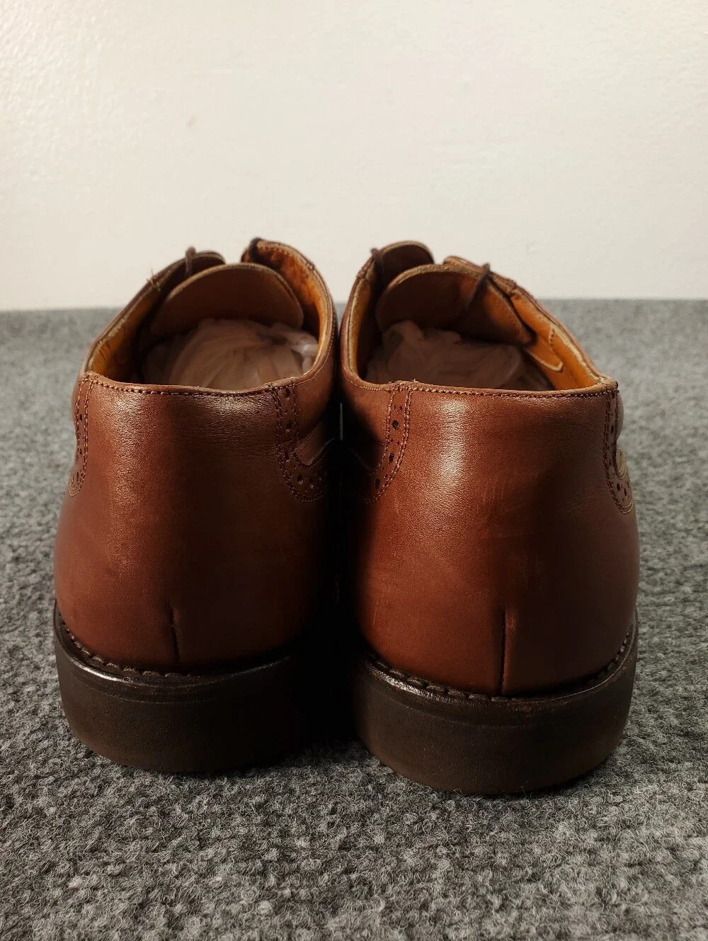 Salvatore Ferragamo Wingtip Oxford Shoes Mens 13D Cognac Brown Leather Brogue